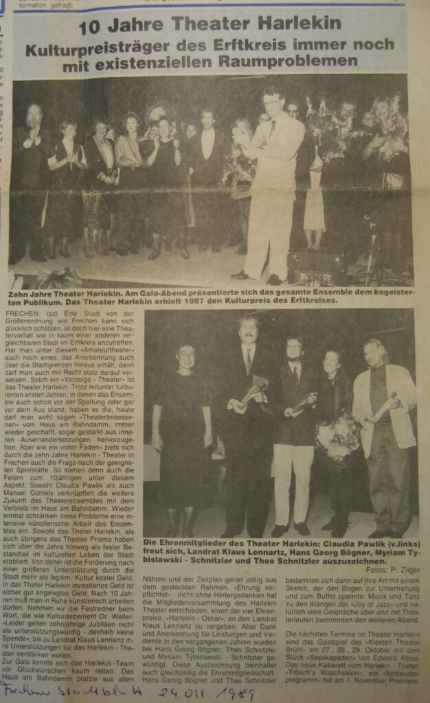 Zeitungsartikel 1989 anlässlich 10 Jahre Harlekin